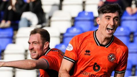 Dundee United players celebrate