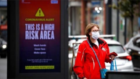 Woman wearing a face mask