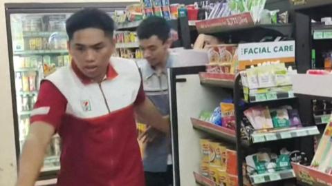 Shop worker during Philippines earthquake