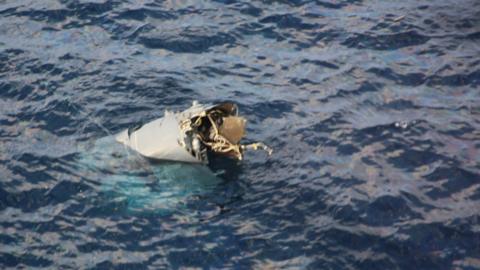 A photo of what is believed to be the wreckage of the crashed plane off south-western Japan