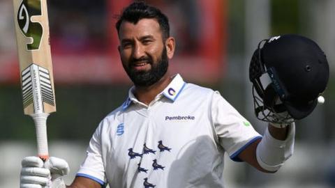 Cheteshwar Pujara hit his eighth century in 12 matches for Sussex
