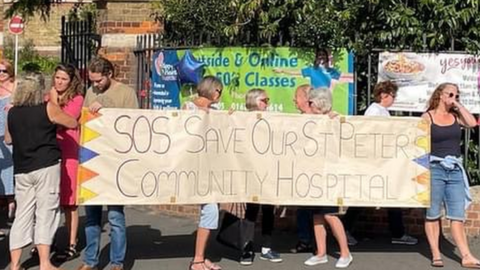 A protest at St Peter's Hospital
