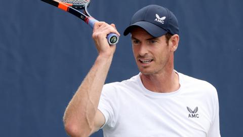 Andy Murray practising at the US Open