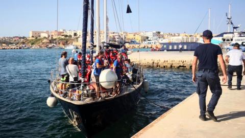 The Alex docking in Lampedusa, Italy