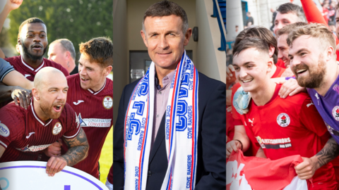 Kelty Hearts players, Jim McIntyre and Bonnyrigg Rose players