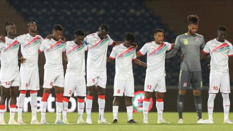 The Gambia line up ahead of their decisive 2023 Africa Cup of Nations qualifier against Congo