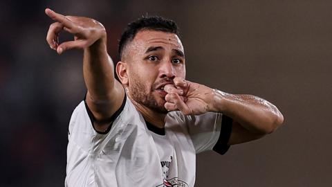 Trezeguet celebrates scoring for Egypt against Cape Verde