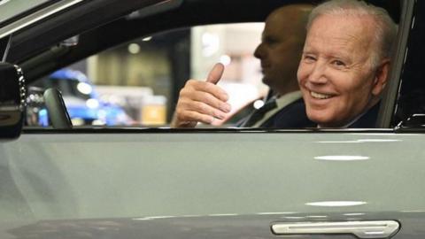 Joe Biden in a car