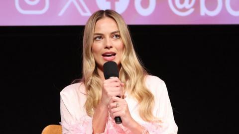 Margot Robbie speaks at the special screening and Q&A of Warner Bros. Pictures’ BARBIE at Linwood Dunn Theater at the Pickford Center for Motion Study on November 18, 2023