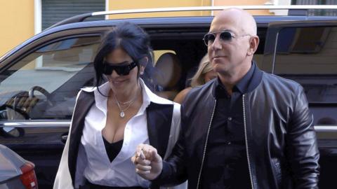 Jeff Bezos and partner Lauren Sanchez at Milan Fashion Week.