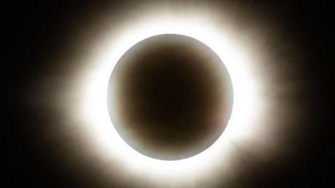 Image shows the total solar eclipse
