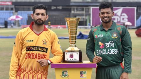 Zimbabwe captain Sikandar Raza and Bangladesh skipper Nazmul Hossain Shanto