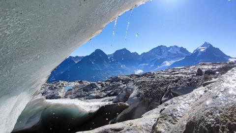 Ice on the Vadret dal Murtèl (Grisons) melted rapidly even in mid-September at an altitude of 3,100m at the foot of the Piz Bernina in the Eastern Alps