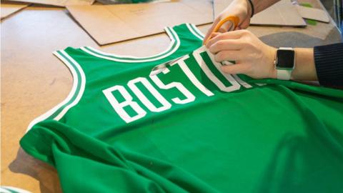 Cutting up an unused basketball top