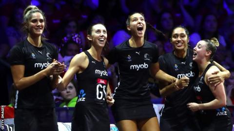 New Zealand celebrate winning the 2019 Netball World Cup