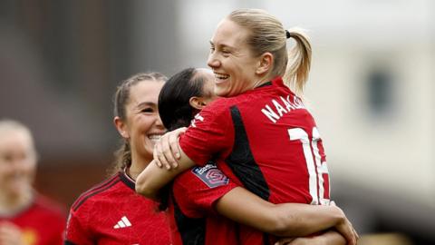 Manchester United's Lisa Naalsund celebrates after scoring against Bristol City