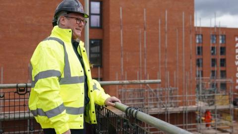 Sir Keir Starmer during a visit to a housing development in the Nightingale Quarter of Derby on Friday