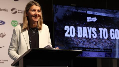 New Zealand head coach Jitka Klimkova at the squad announcement for the 2023 Women's World Cup