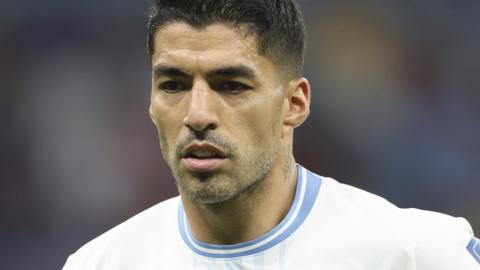 Luis Suarez playing for Uruguay