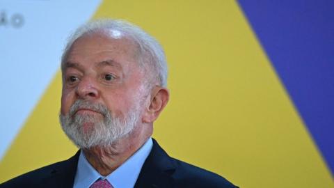 President of Brazil, Luiz Inacio Lula da Silva, attends a signing ceremony for highway concession contracts, at the Planalto Palace in Brasilia, Brazil, 30 January 2024.
