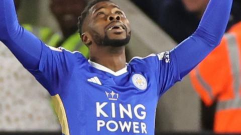 Kelechi Iheanacho celebrates scoring for Leicester