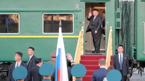 kim on his train in russia