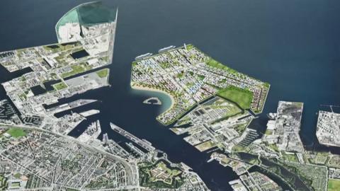 What the island of Lynetteholm, off Copenhagen in Denmark, would look like