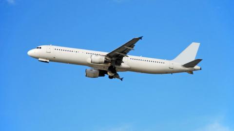 Airbus A-321 jet airplane stock photo