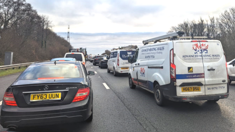Congestion on the M4 in Newport