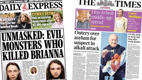 Daily Express and The Times front pages