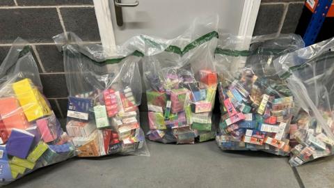 Bags of seized vapes