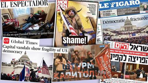 Press headlines of USA Capitol riots