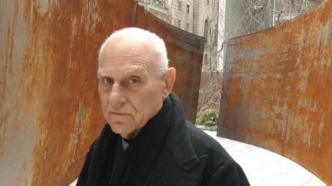 American sculptor Richard Serra at Museum Of Modern Art Sculpture Garden in New York with one of his sculptures on 17th April 2007