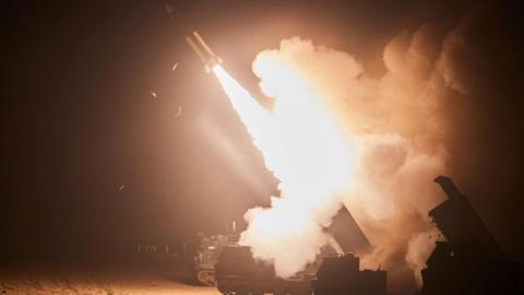 An ATACMS missile, is fired during a joint military training between US and South Korea