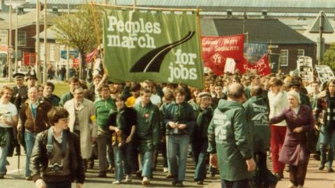 People on People's March for Jobs in 1981