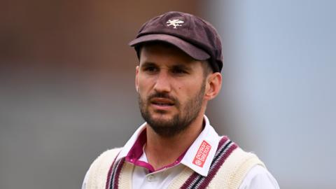 Lewis Gregory on the field for Somerset