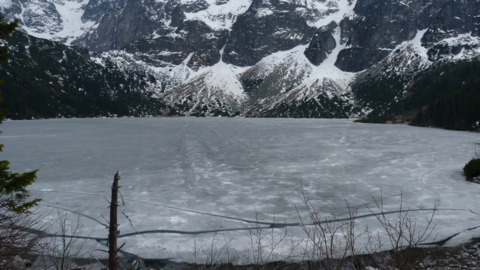 Morksie Oko lake in April, Poland