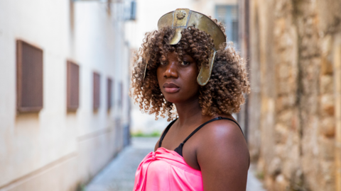 An actor from The Gambia taking part in Antigone in Sicily, Italy - 2021