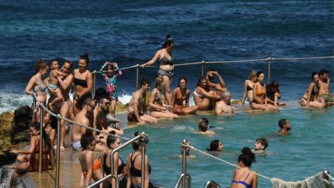 Swimmers at Bronte beach, Sydney, 28 November 2020