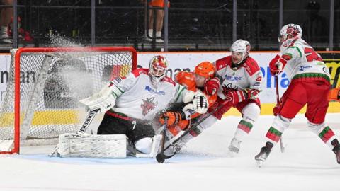 Cardiff Devils in action against Sheffield Steelers