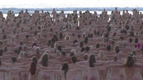 Naked people on beach