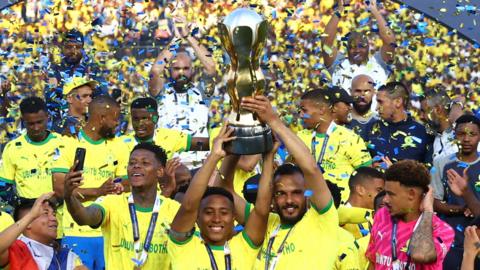 Mamelodi Sundowns hold up the African Football League trophy