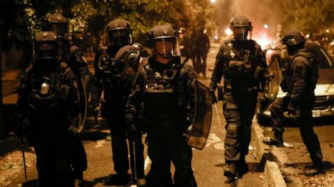 Armed police in Nanterre, Paris