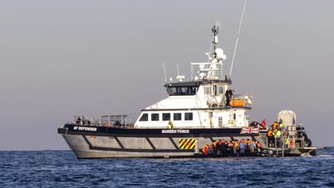A small boat is rescued in English waters by Border Force