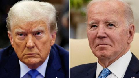 Composite image of Donald Trump and Joe Biden's headshots