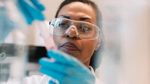 Female scientist working