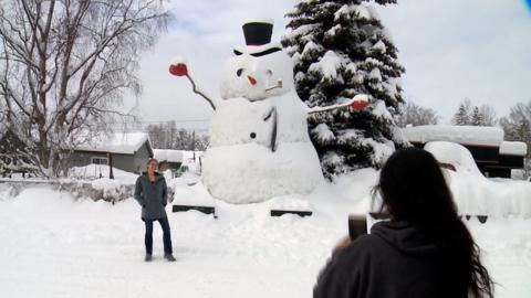 Giant snowman in Anchorage, Alaska
