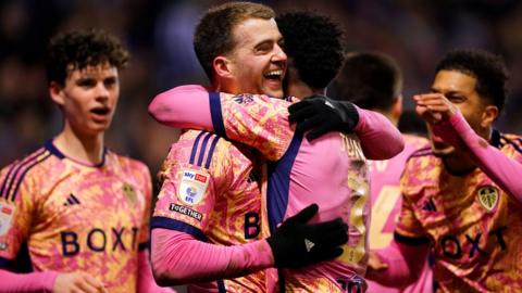 Leeds celebrate Patrick Bamford's goal