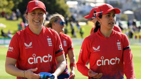 England captain Heather Knight (left) and Maia Bouchier
