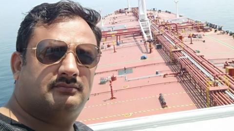 Captain Joginder Singh onboard the Gulf Sky